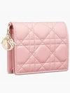 Lady Cannage Small Lambskin Half Wallet Antique Pink - DIOR - BALAAN 3