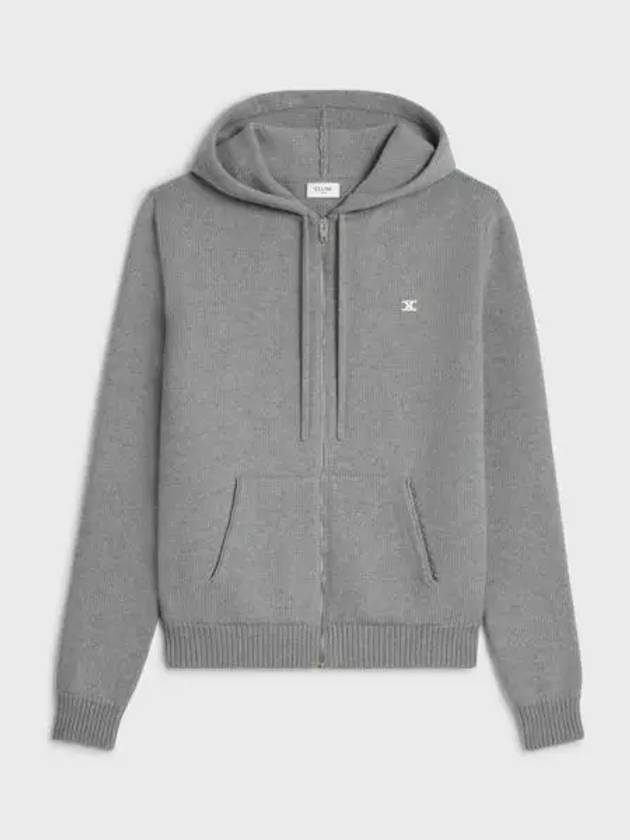 Triomphe Wool Zip-Up Hoodie Medium Grey - CELINE - BALAAN 2