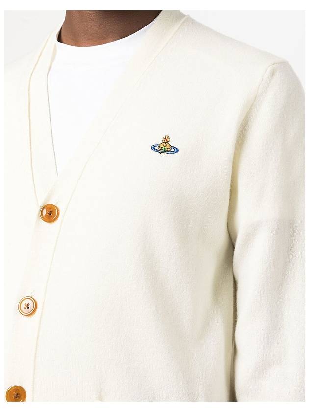 Embroided Logo Button Wool Cardigan Natural - VIVIENNE WESTWOOD - BALAAN 3