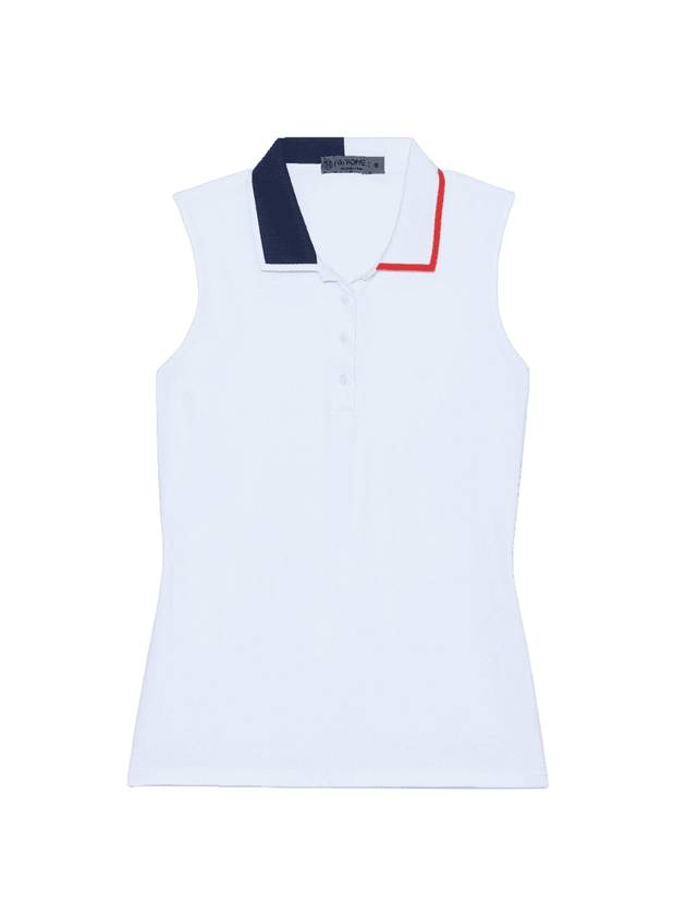 Women's Contrast Collar Silky Tech Nylon Sleeveless Polo Snow - G/FORE - BALAAN 1