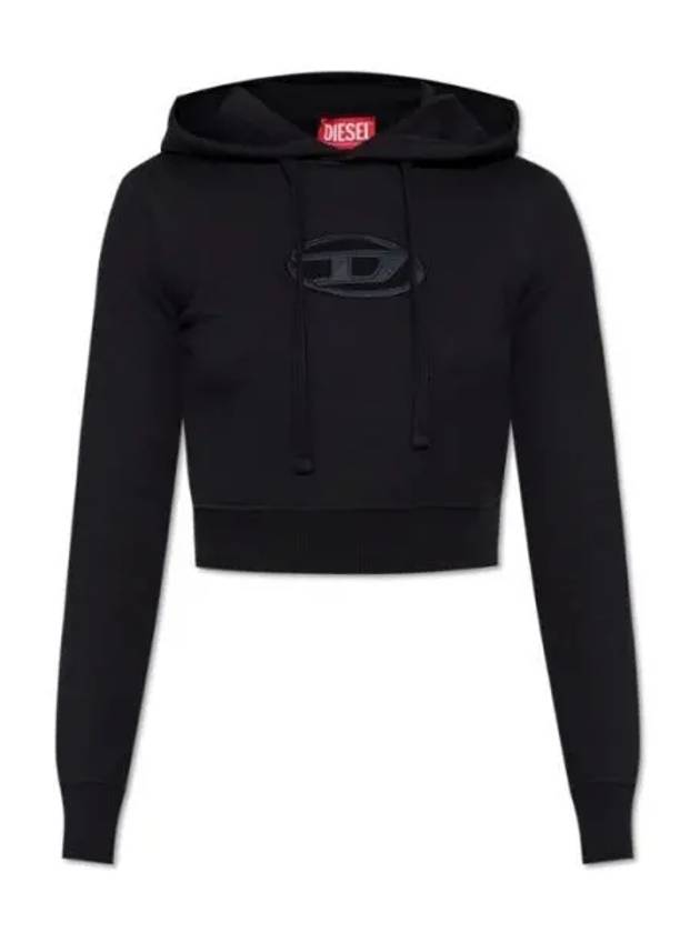 F Slimmy Hood OD Cut Out Oval D Logo Hoodie Black - DIESEL - BALAAN 2