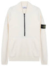 Badge Half Zip-Up Knit Top White - STONE ISLAND - BALAAN 2