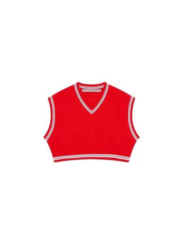 Logo Stripe Crop Knit Vest Red 270436 - ALEXANDER WANG - BALAAN 1