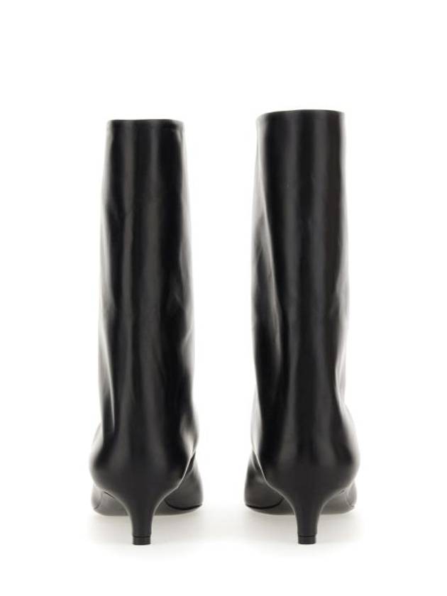 Pointed Toe Leather Heel Middle Boots Black - JIL SANDER - BALAAN 4