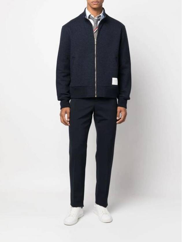 Funnel Neck Zip-Up Jacket Navy - THOM BROWNE - BALAAN 3