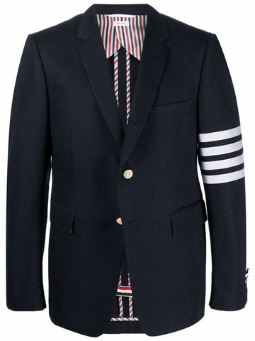 Navy Loopback Jersey Knit 4-Bar Sport Coat - THOM BROWNE - BALAAN.