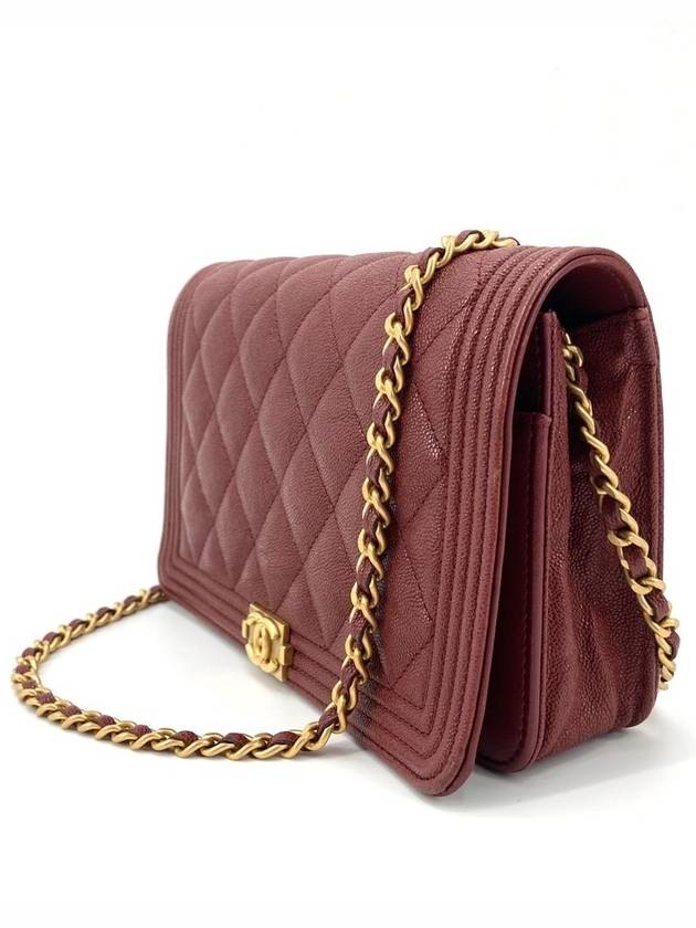 Caviar Boy gold logo woc mini bag cross burgundy - CHANEL - BALAAN 4