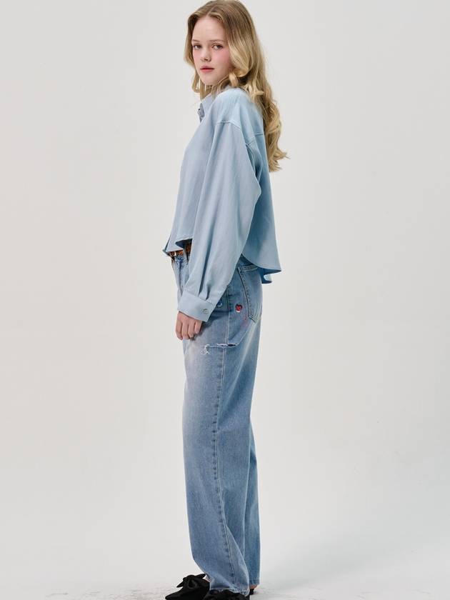 Blanche Rayon Crop Shirt_Blue - SORRY TOO MUCH LOVE - BALAAN 3