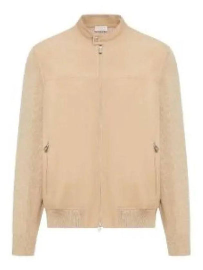 Knitted Sleeves Leather Jacket Beige - BRUNELLO CUCINELLI - BALAAN 2