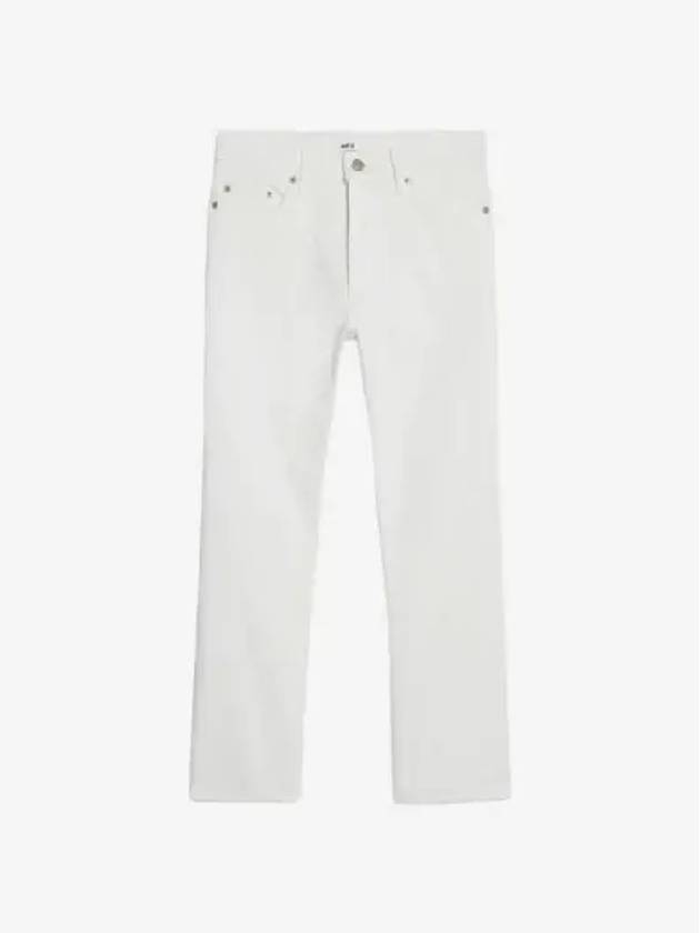 Women's Denim High Waist Cropped Jeans White - AMI - BALAAN 3