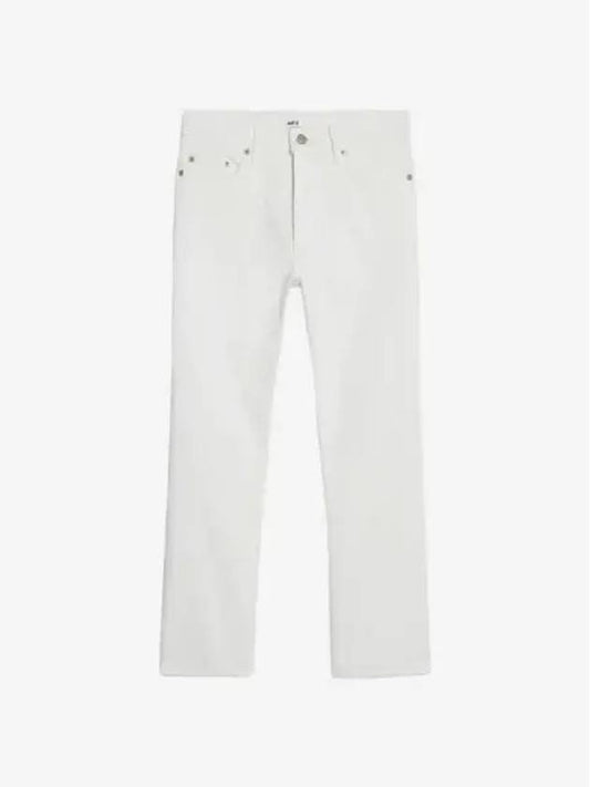 Women's Denim High Waist Cropped Jeans White - AMI - BALAAN 2