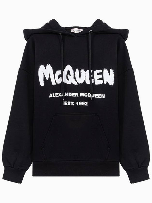 Women's Logo Print Hooded Top Black - ALEXANDER MCQUEEN - BALAAN 2