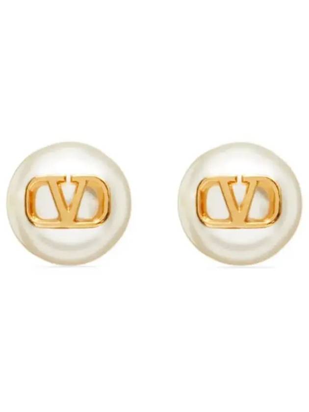 V Logo Signature Pearl Earrings Gold - VALENTINO - BALAAN 2