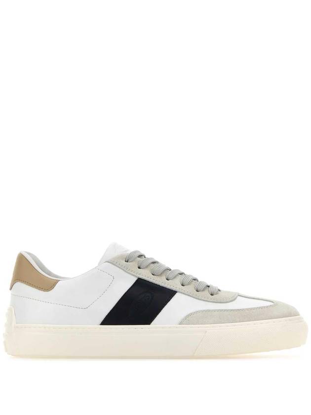 Leather Suede Low Top Sneakers White Black - TOD'S - BALAAN 1