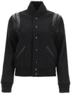 Women's Wool Varsity Bomber Jacket Black - SAINT LAURENT - BALAAN 1