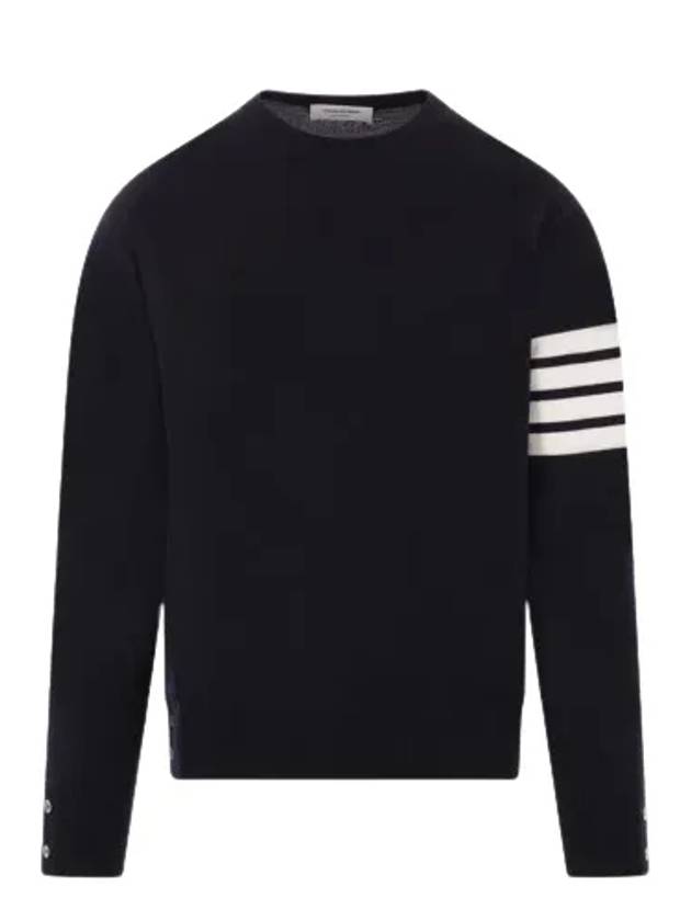 4 Bar Armband Classic Merino Wool Knit Top Navy - THOM BROWNE - BALAAN 2