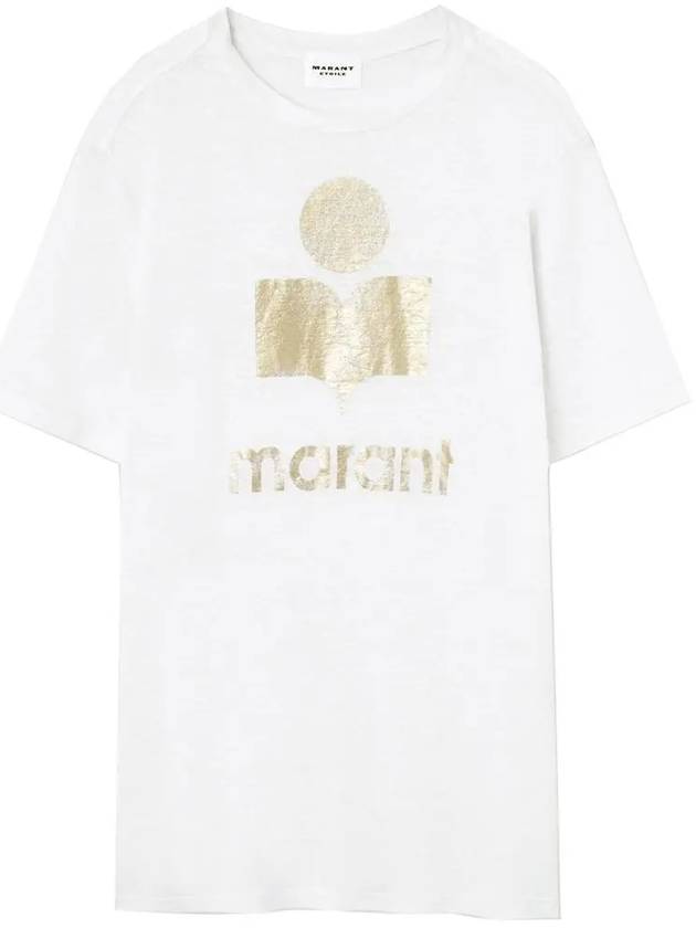 Zewel Logo Linen Short Sleeve T-Shirt White - ISABEL MARANT - BALAAN 3