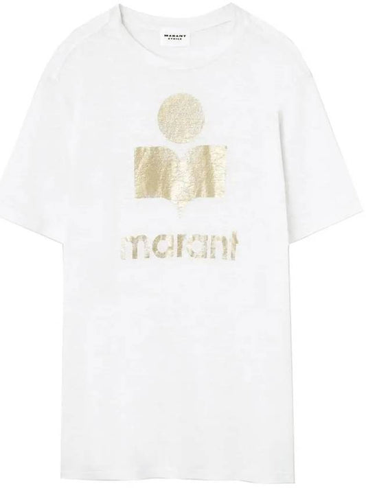 Zewel Logo Linen Short Sleeve T-Shirt White - ISABEL MARANT - BALAAN 2