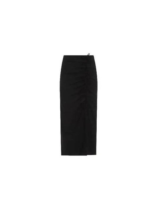 Drapey Midi H-Line Skirt Black - GANNI - BALAAN 2