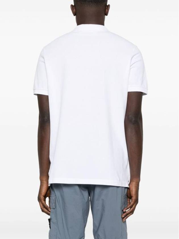 Organic Cotton Elastane Pique Polo White - STONE ISLAND - BALAAN 4