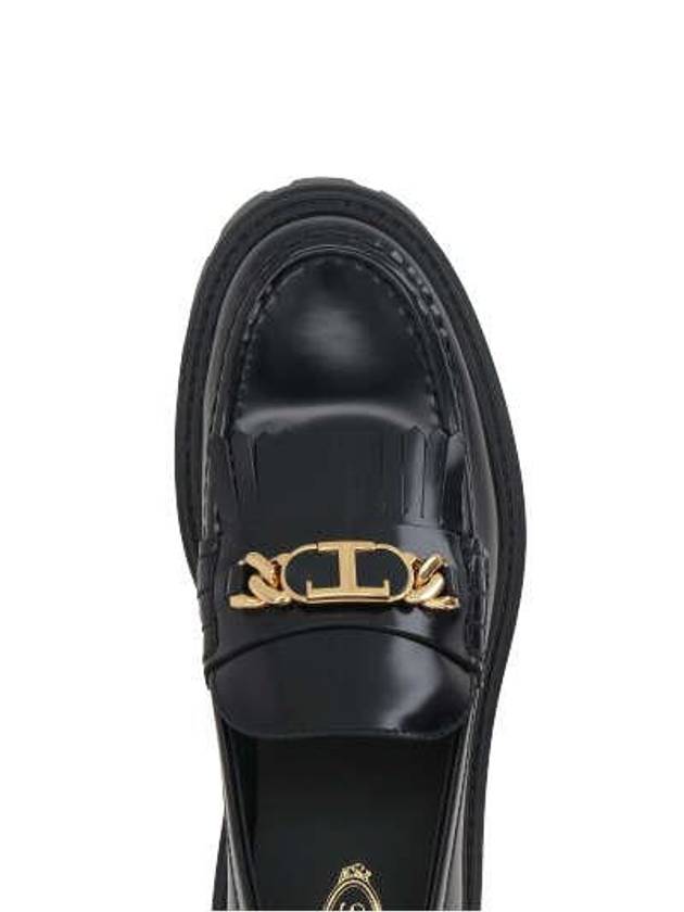 Leather Fringe Loafers Black - TOD'S - BALAAN 4