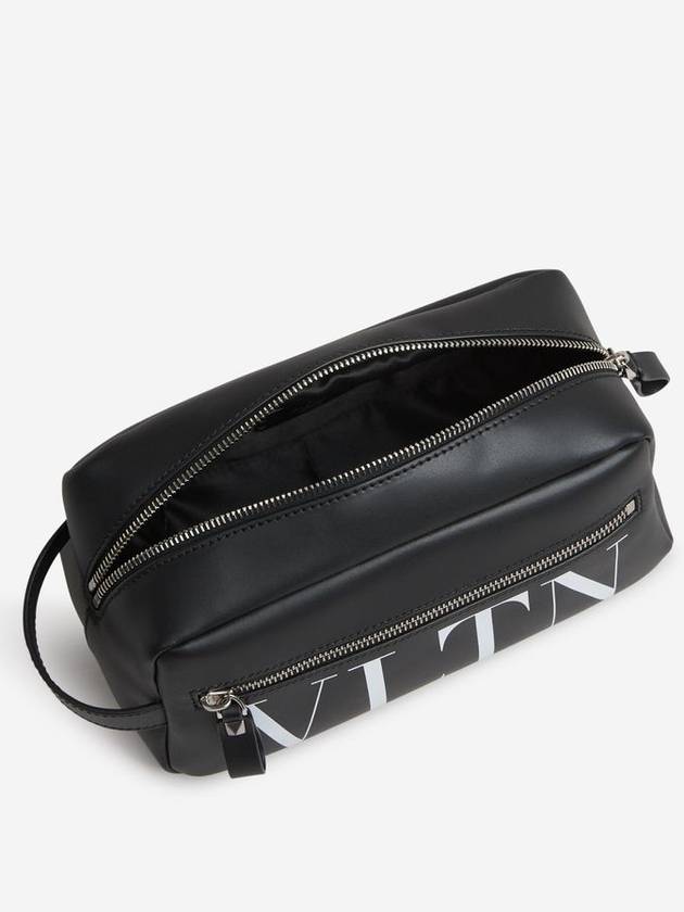 Logo Leather Toiletry Bag - VALENTINO - BALAAN 4