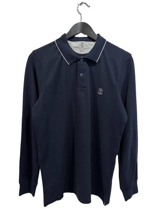 Logo Long Sleeve Polo Shirt Dark Navy - BRUNELLO CUCINELLI - BALAAN 2