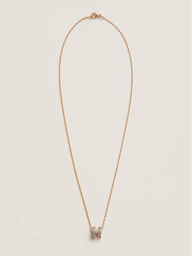 Mini Pop H Pendant Necklace Gold Marron Glace - HERMES - BALAAN 3