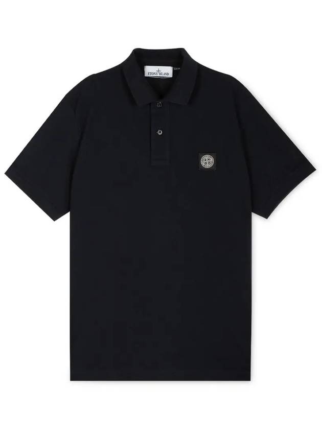 Pique Stretch Cotton Short Sleeve Polo Shirt Navy - STONE ISLAND - BALAAN 2