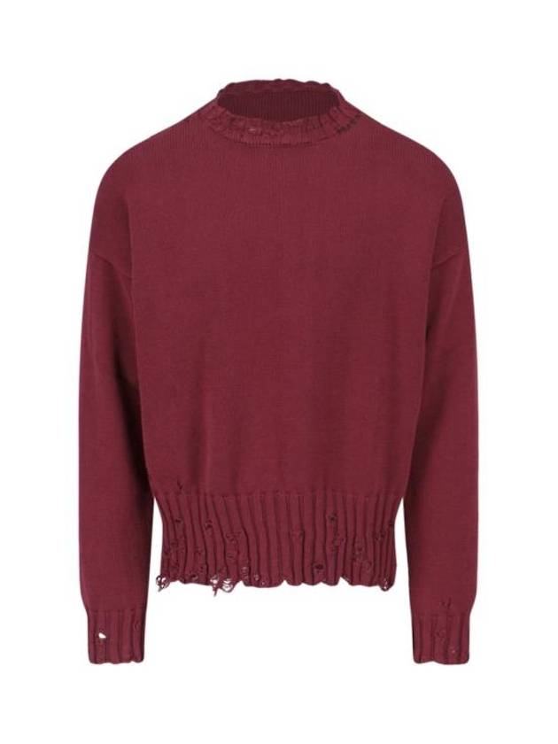 Embroided Logo Distressed Knit Top Red - MARNI - BALAAN 2