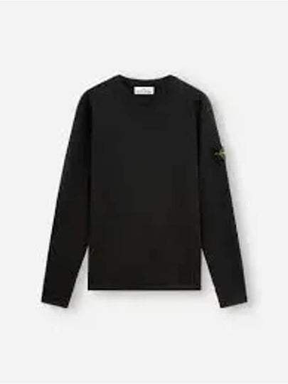 Compass Badge Crew Neck Ribbed Cotton Knit Top Black - STONE ISLAND - BALAAN 2