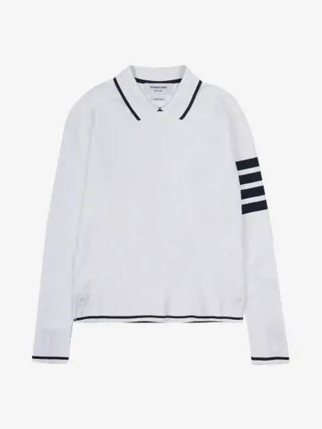 Women's Tipping Jersey Viscose Polo Shirt Navy - THOM BROWNE - BALAAN 2