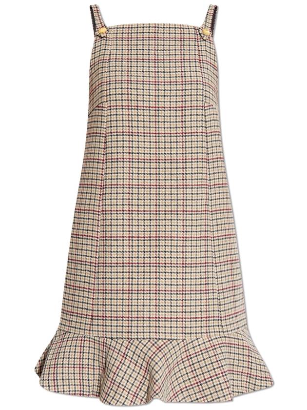 Ganni Dress With Check Pattern, Women's, Beige - GANNI - BALAAN 1