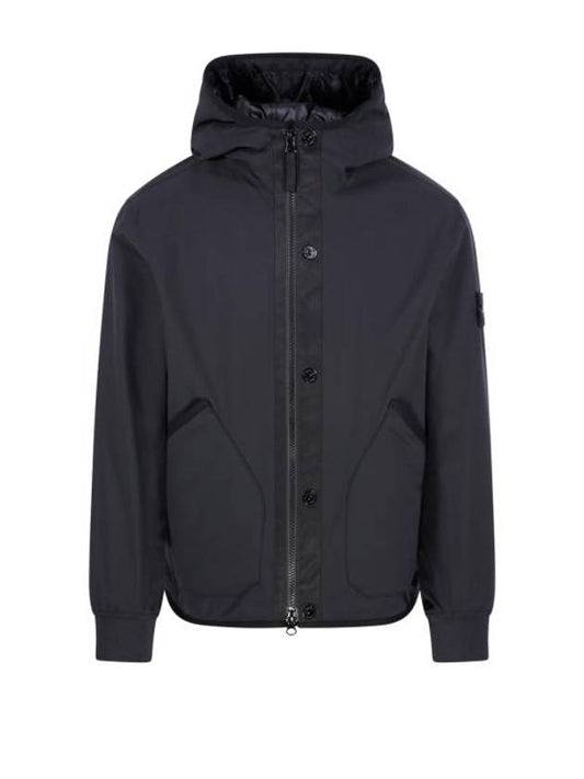Soft Shell-R E.Dye Pure Insulation Technology Recycled Polyester Primaloft Hooded Jacket Black - STONE ISLAND - BALAAN 1