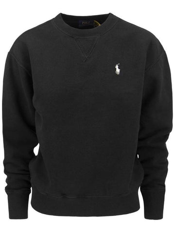 Embroidered Logo Pony Fleece Sweatshirt Black - POLO RALPH LAUREN - BALAAN 1