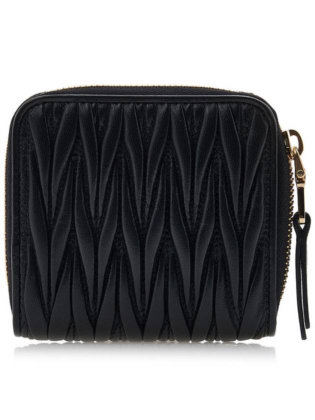 Matelasse Logo Zip Around Half Wallet Black - MIU MIU - BALAAN 3