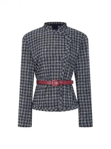 Women s Belted Houndstooth Jacket Dark Navy 271144 - EMPORIO ARMANI - BALAAN 1