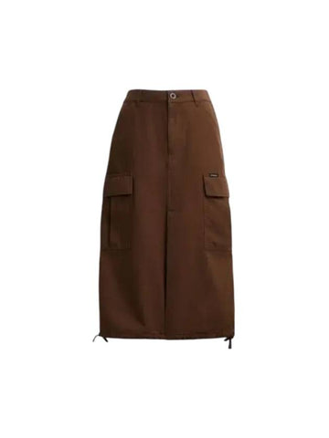 Women's Cargo Maxi Organic Cotton A-Line Skirt Brown - COACH - BALAAN 1