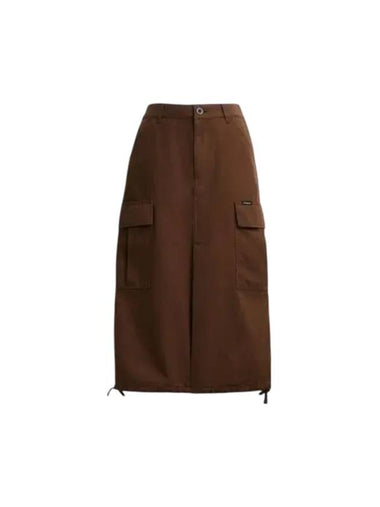 Women's Cargo Maxi Organic Cotton A-Line Skirt Brown - COACH - BALAAN 1