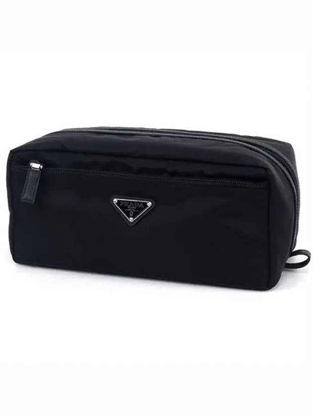 Triangle Logo Cosmetic Pouch Bag Black - PRADA - BALAAN 2