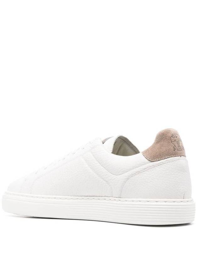 Logo Leather Low Top Sneakers White - BRUNELLO CUCINELLI - BALAAN 4