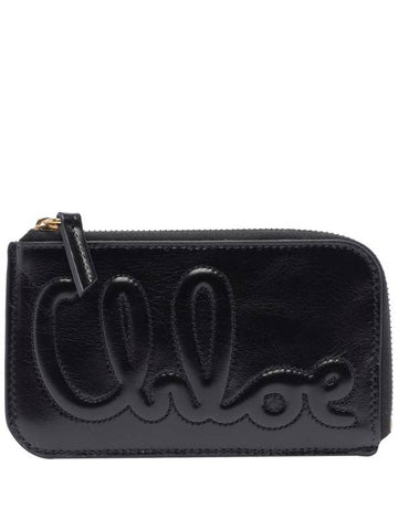 C Shiny Leather Small Card Wallet Black - CHLOE - BALAAN 1