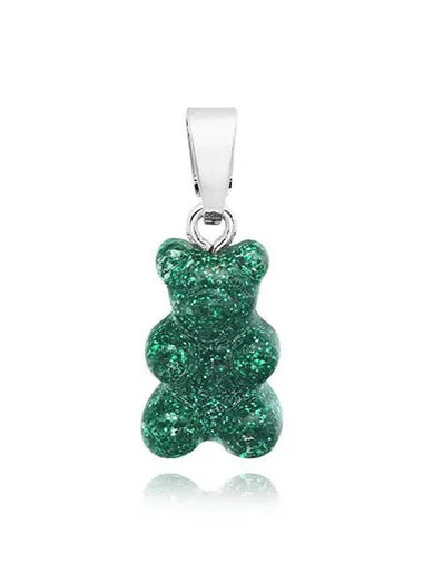 Nostalgia Bear Classic Green Haze Silver Pendant Charm - CRYSTAL HAZE - BALAAN 1