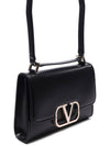 V Logo Plaque Foldover Shoulder Bag Black - VALENTINO - BALAAN 4