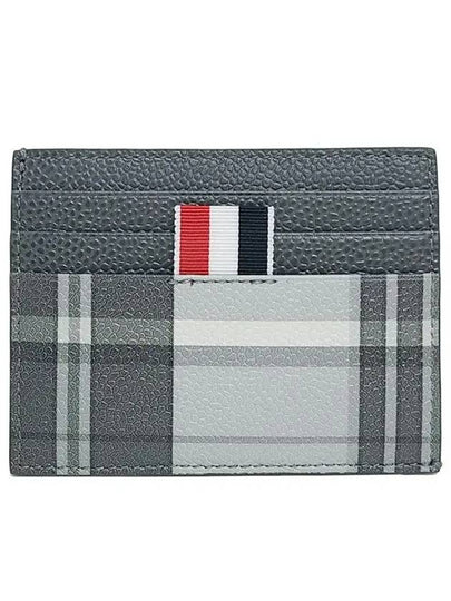 4-Bar Madras Pebble Grain Leather Card Wallet - THOM BROWNE - BALAAN 2