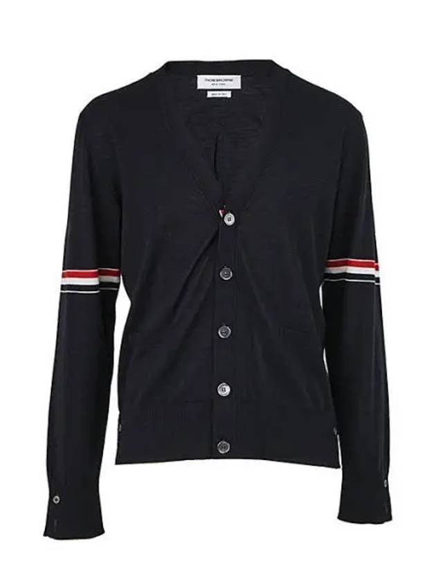 Stripe Armband Merino Wool Cardigan Navy - THOM BROWNE - BALAAN 2