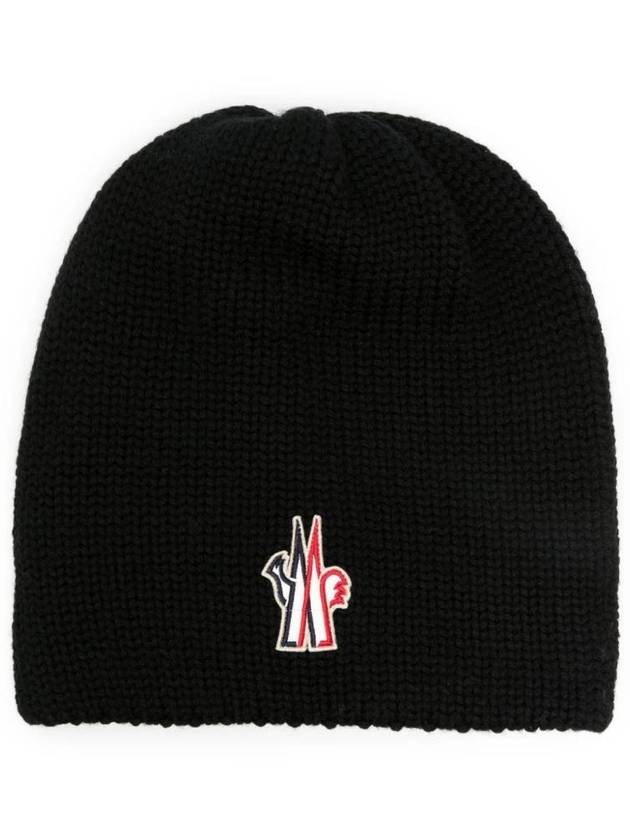 Logo Wool Beanie Black - MONCLER - BALAAN 1