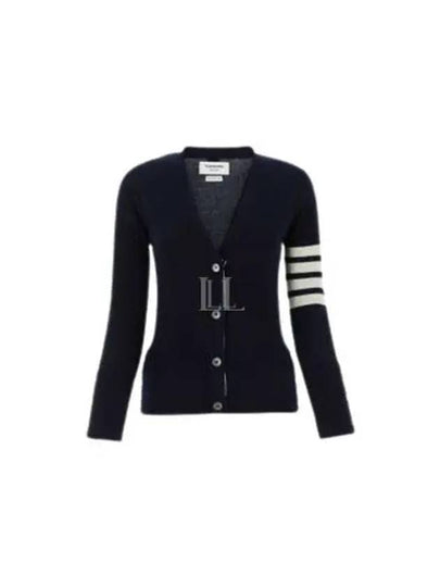 4-Bar V-Neck Cashmere Cardigan Navy - THOM BROWNE - BALAAN 2