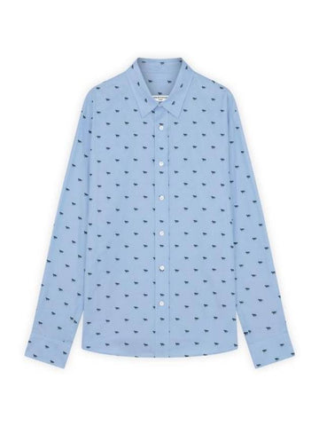 Profile Fox Casual Long Sleeve Shirt Light Blue - MAISON KITSUNE - BALAAN 1