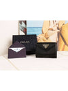 Vitello Move Triangle Logo Tri-Fold Half Wallet Black - PRADA - BALAAN 3